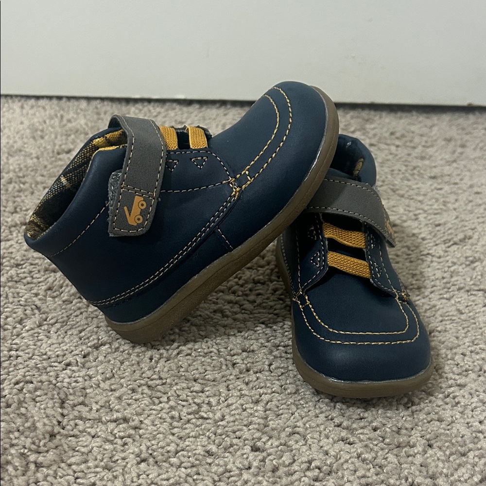 See Kai Run Navy and Tan Kids Boots